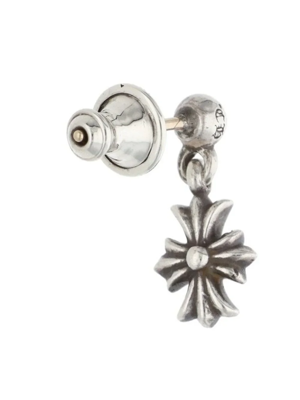 Chrome Hearts Tny CH Pls 1 Tiny Ech Plus Drop Silver Earrings
